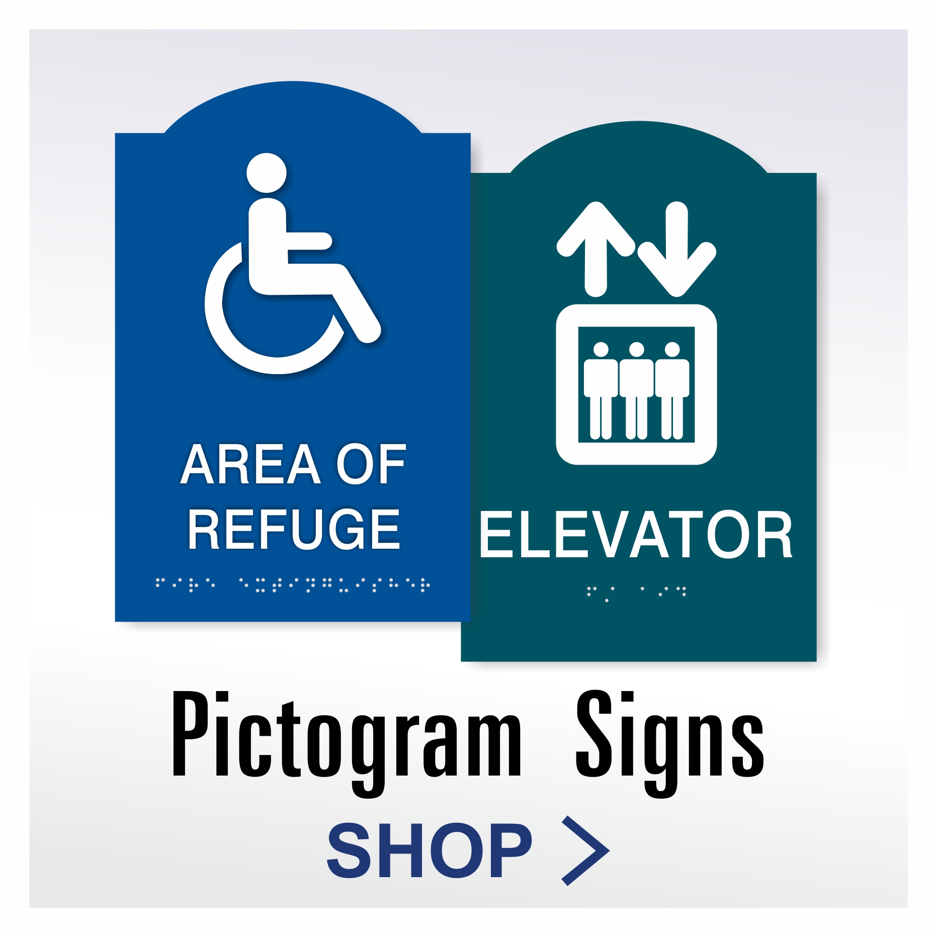 Crown ADA pictogram signs with decorative crown-top design